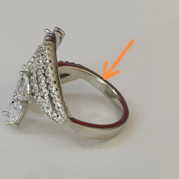 Sterling silver cz cocktail ring size 6.5 🆕 - Picture 2 of 8